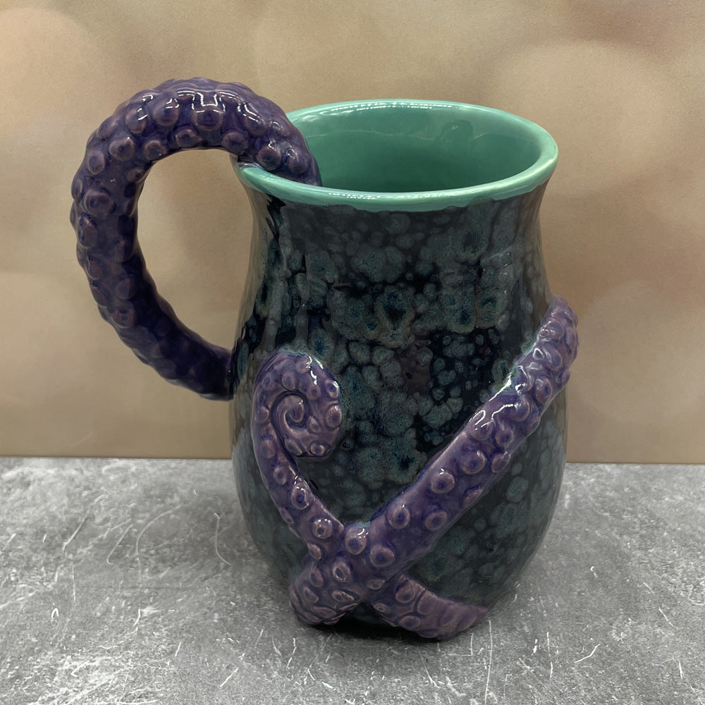 Tentacle Mug - Spotted Blue Black + Purple