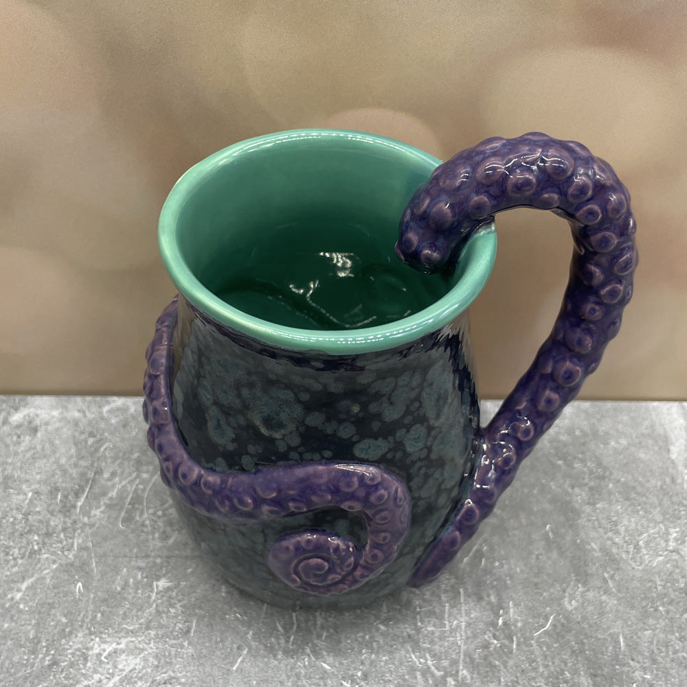 Tentacle Mug - Spotted Blue Black + Purple