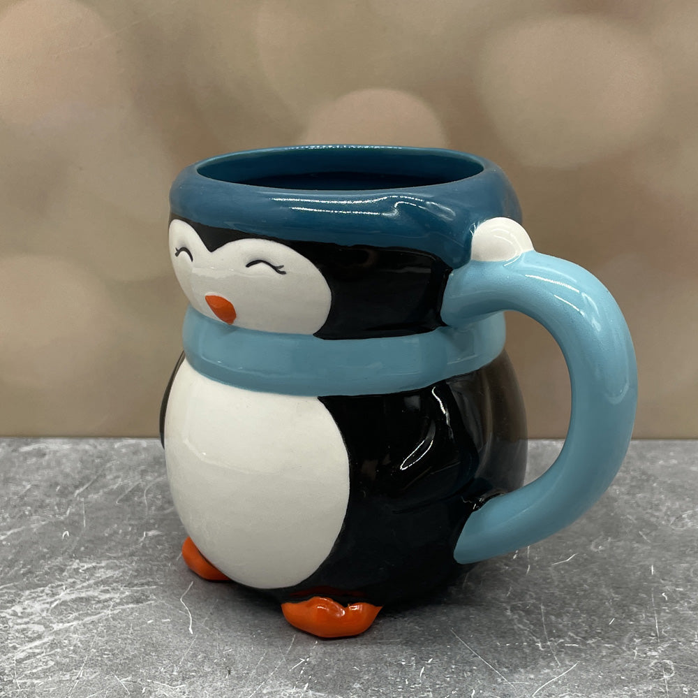 Penguin Mug - Blue Scarf - Tangle Artistry