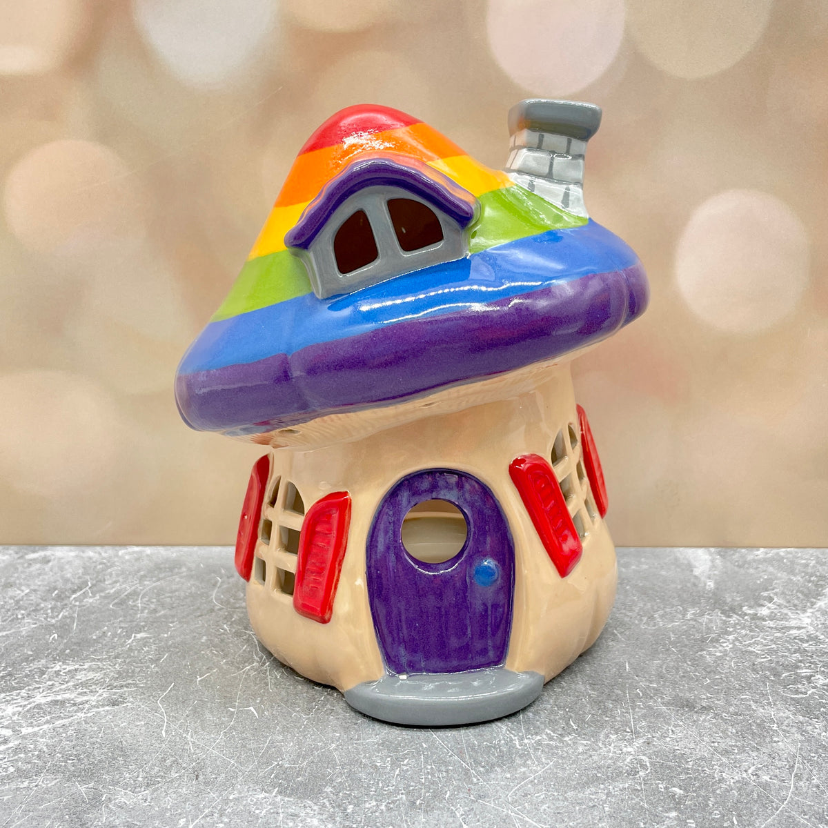 Mushroom House Lantern - Rainbow