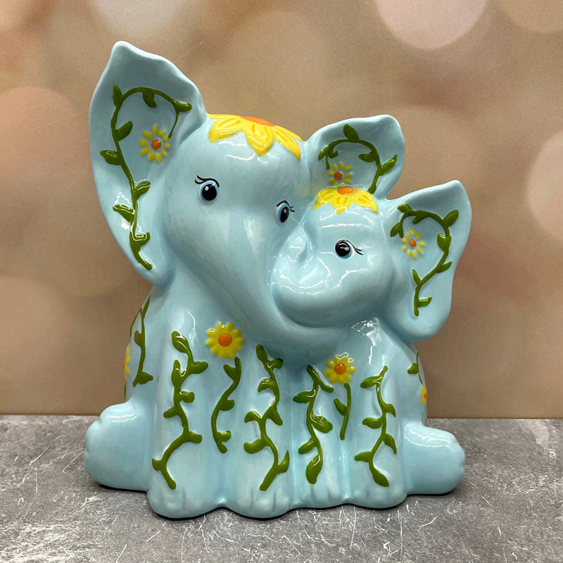 Elephants Floral Figurine