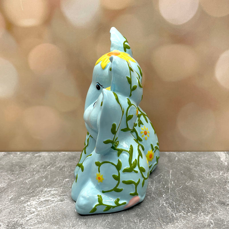 Elephants Floral Figurine