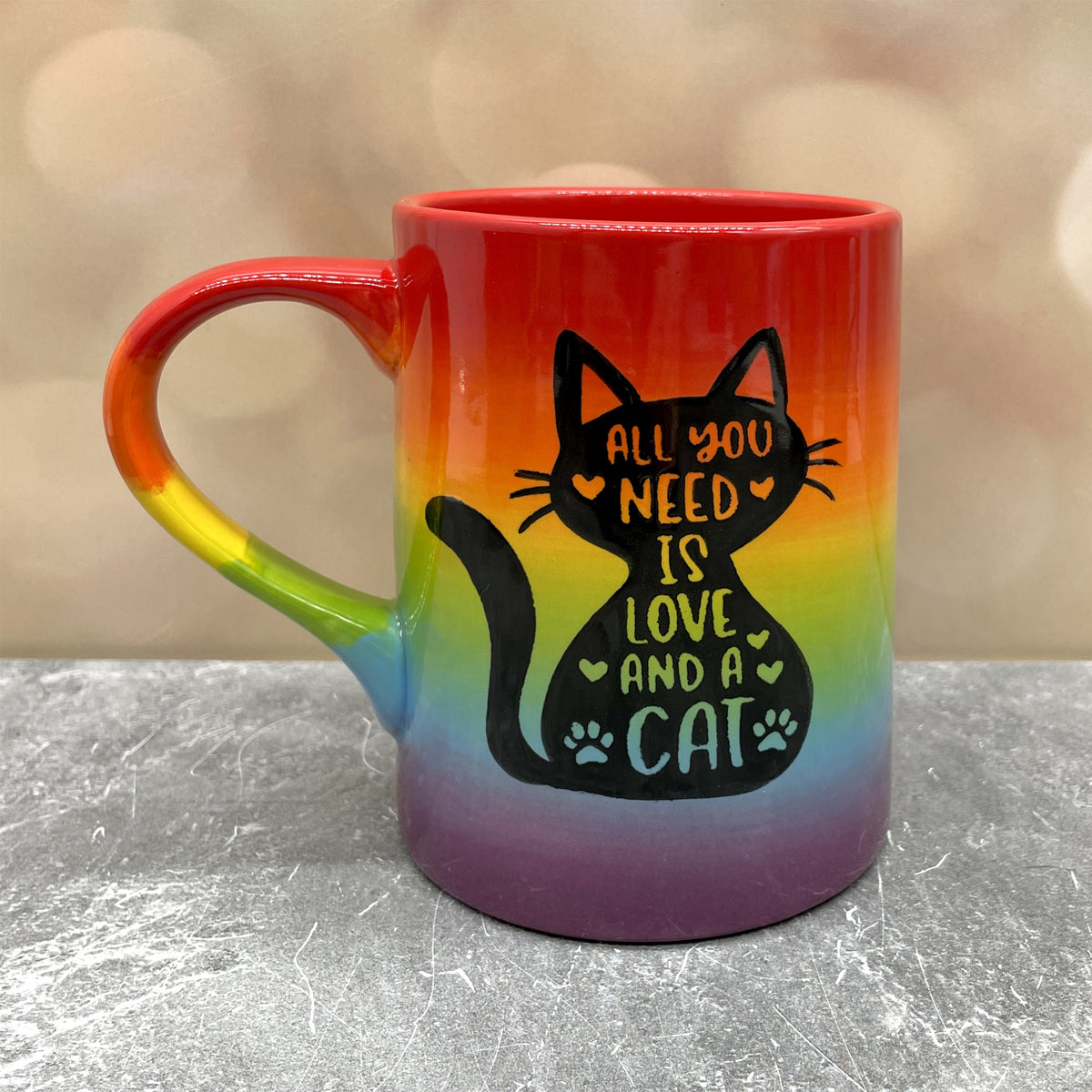 All You Need is Love and a Cat Rainbow Mug