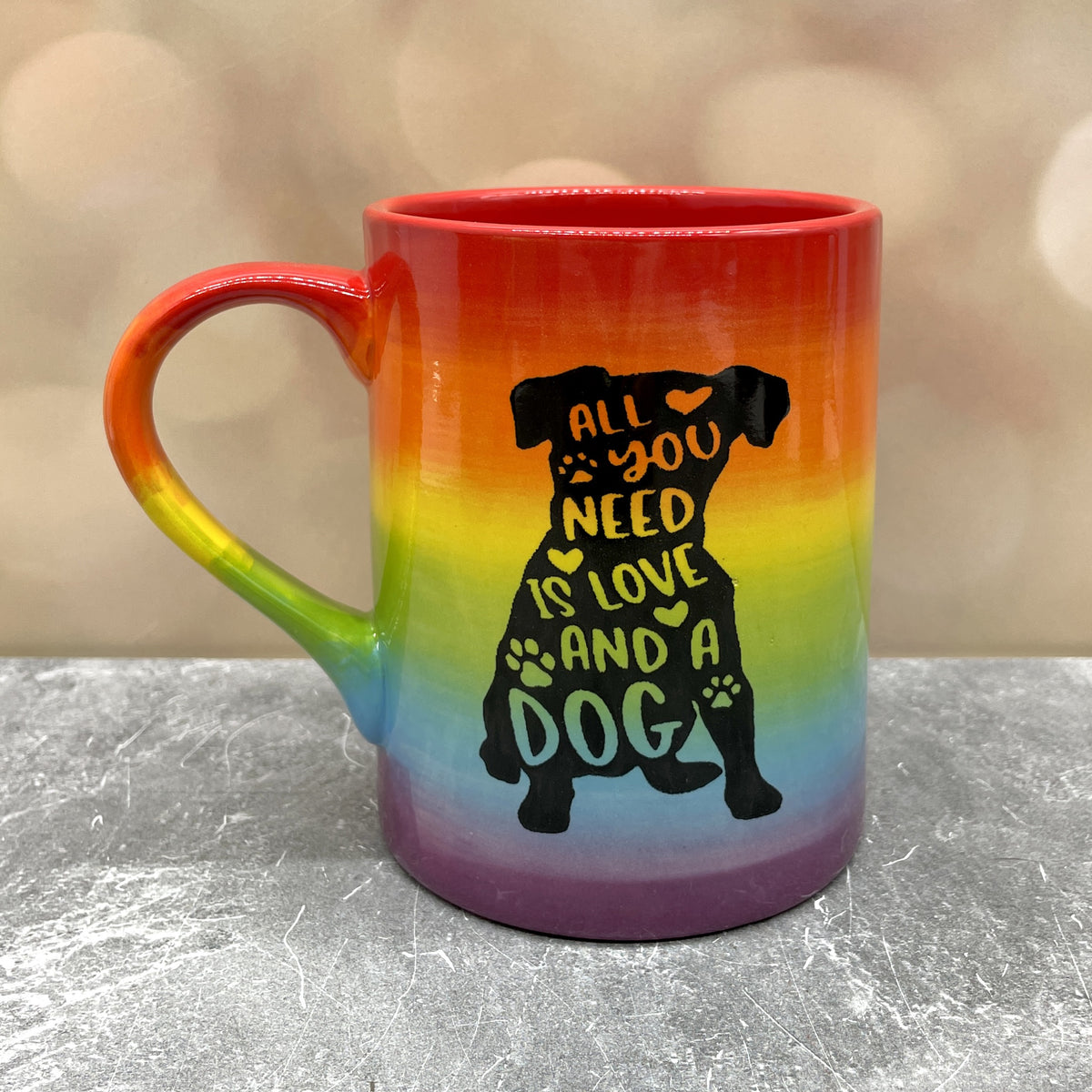 All You Need is Love and a Dog Rainbow Mug