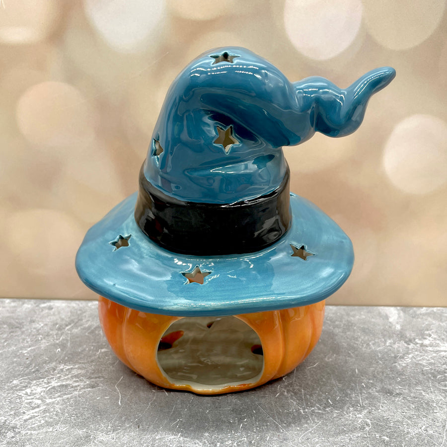 Jack o Lantern with Witch Hat Teal