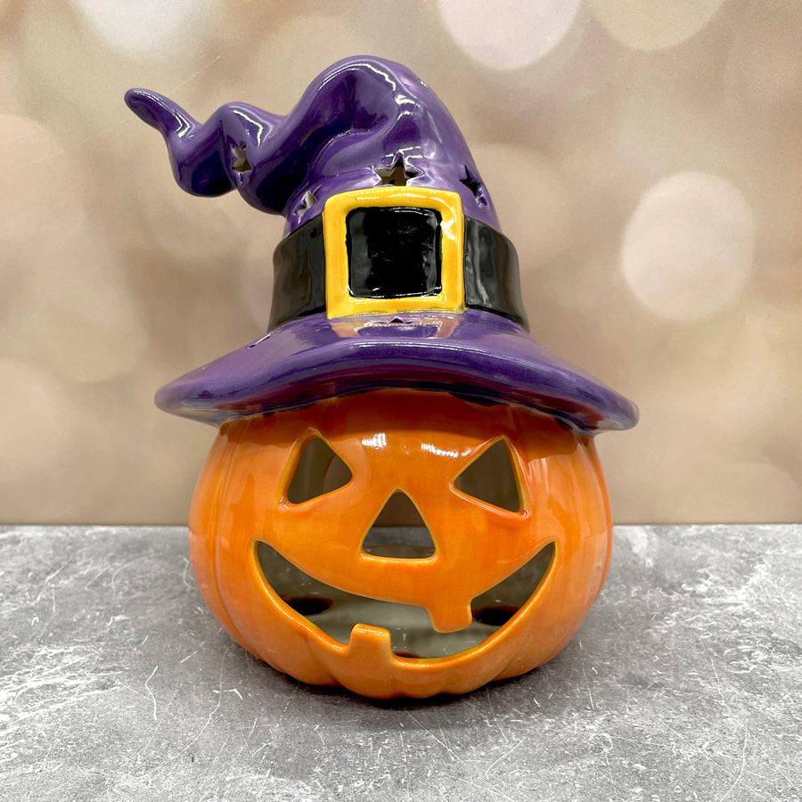 Jack o Lantern with Witch Hat Purple