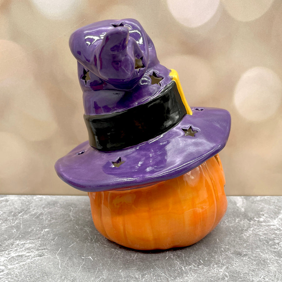 Jack o Lantern with Witch Hat Purple