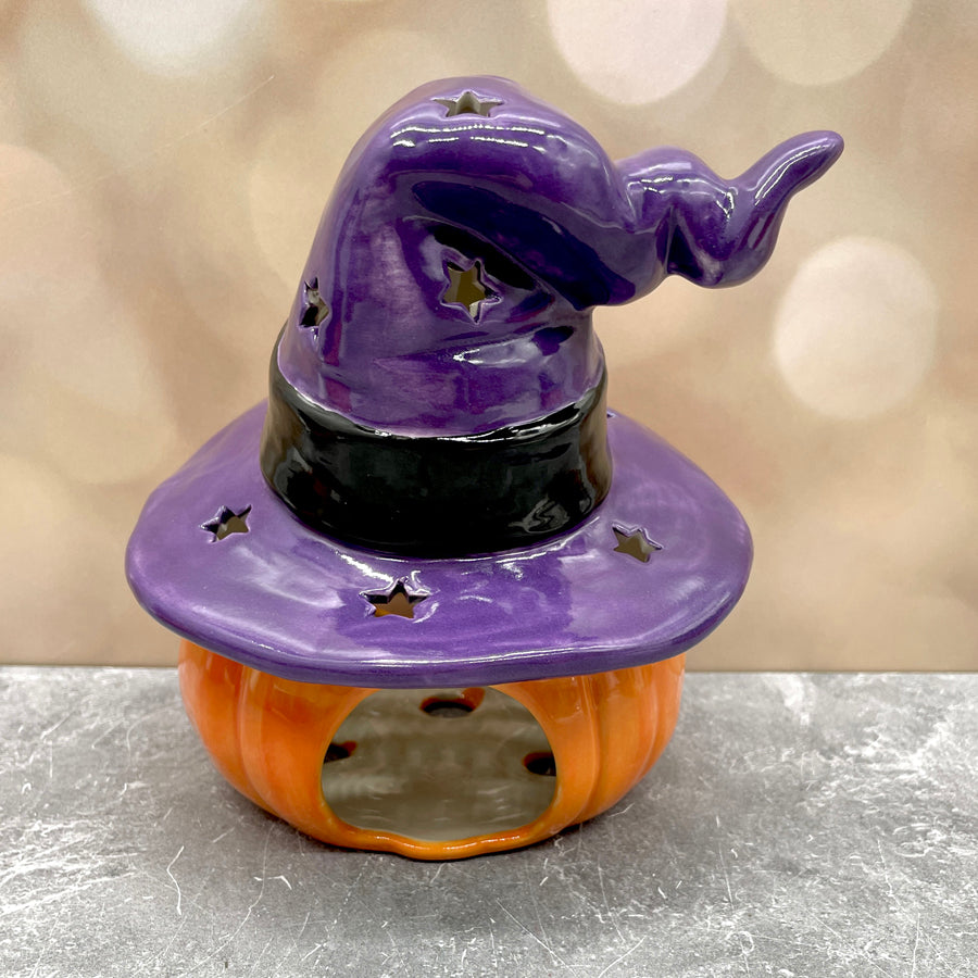 Jack o Lantern with Witch Hat Purple