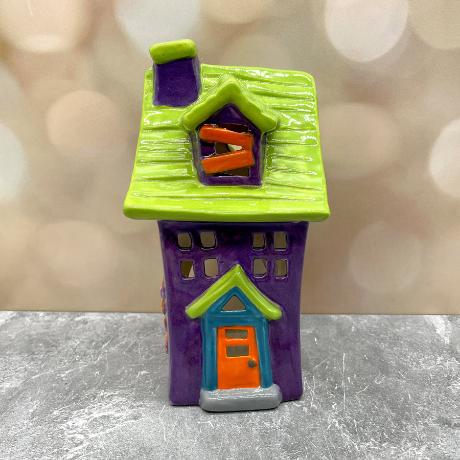 Haunted House Lantern Lime Purple