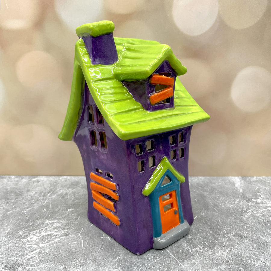 Haunted House Lantern Lime Purple