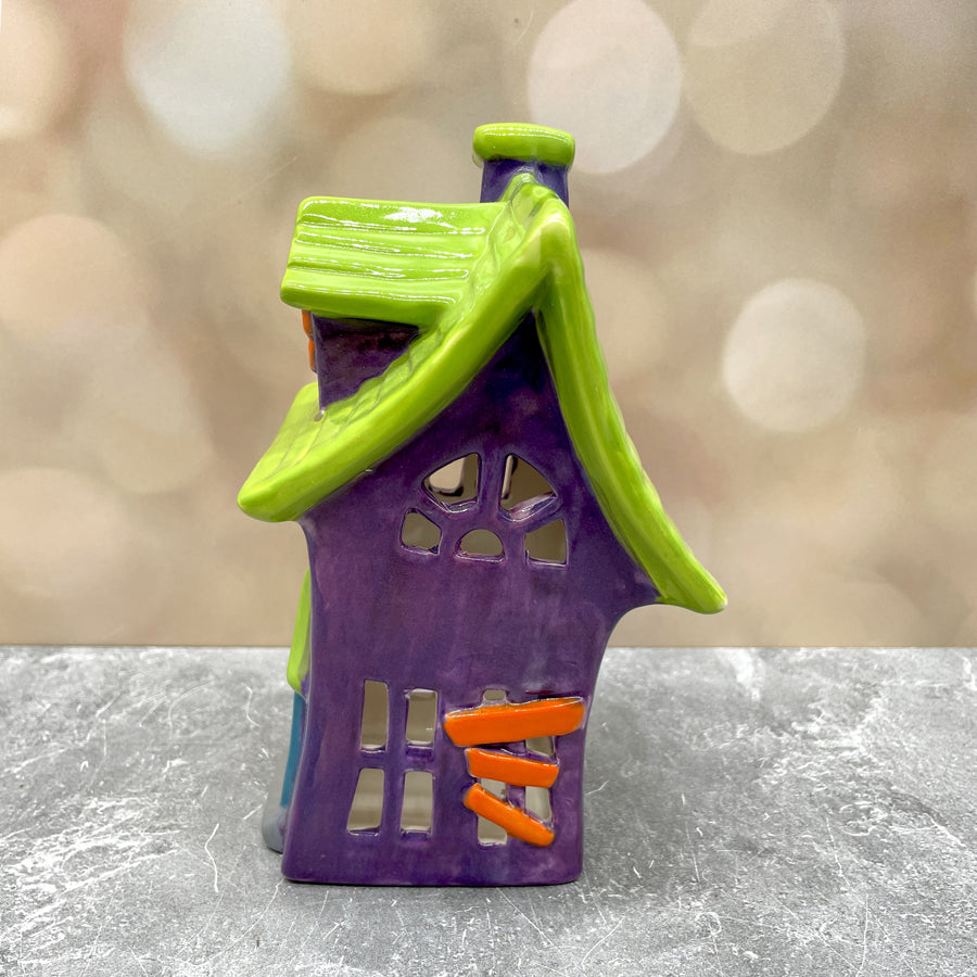 Haunted House Lantern Lime Purple