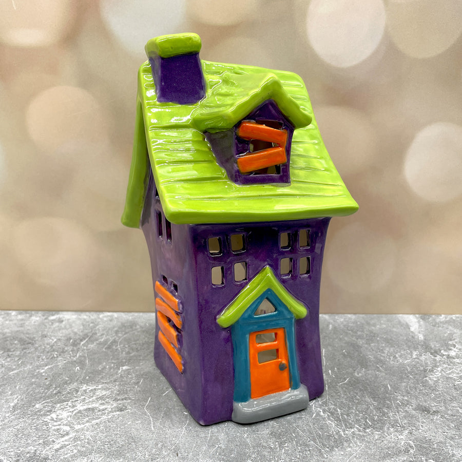 Haunted House Lantern Lime Purple