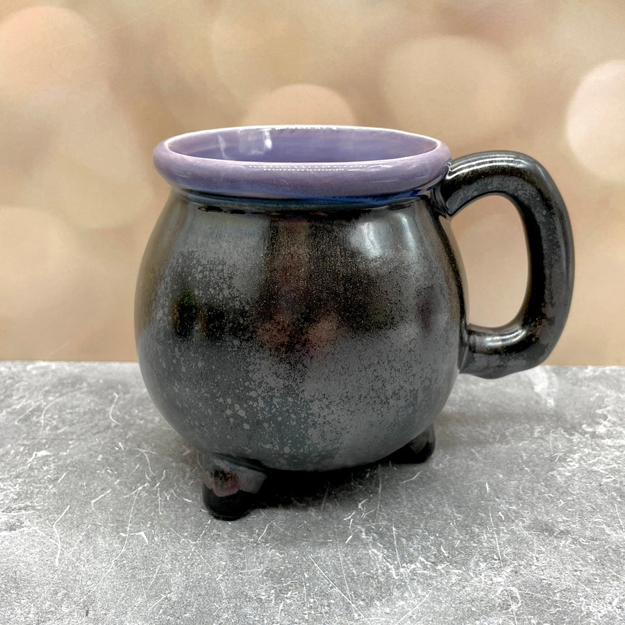 Cauldron Mug Metallic Black and Purple