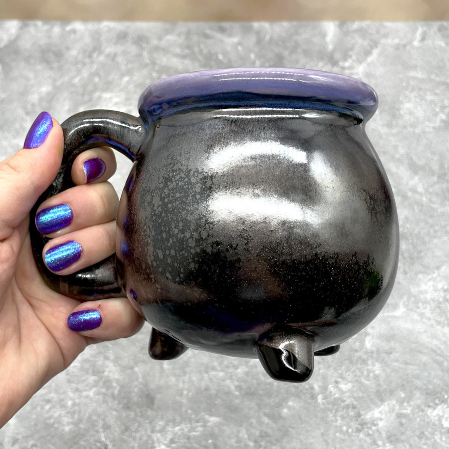 Cauldron Mug Metallic Black and Purple