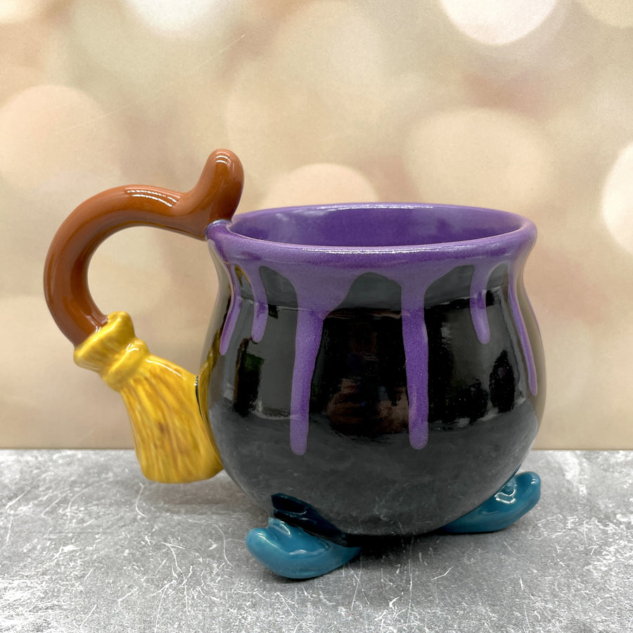 Cauldron Mug Broom Handle Purple