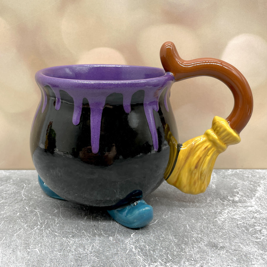 Cauldron Mug Broom Handle Purple