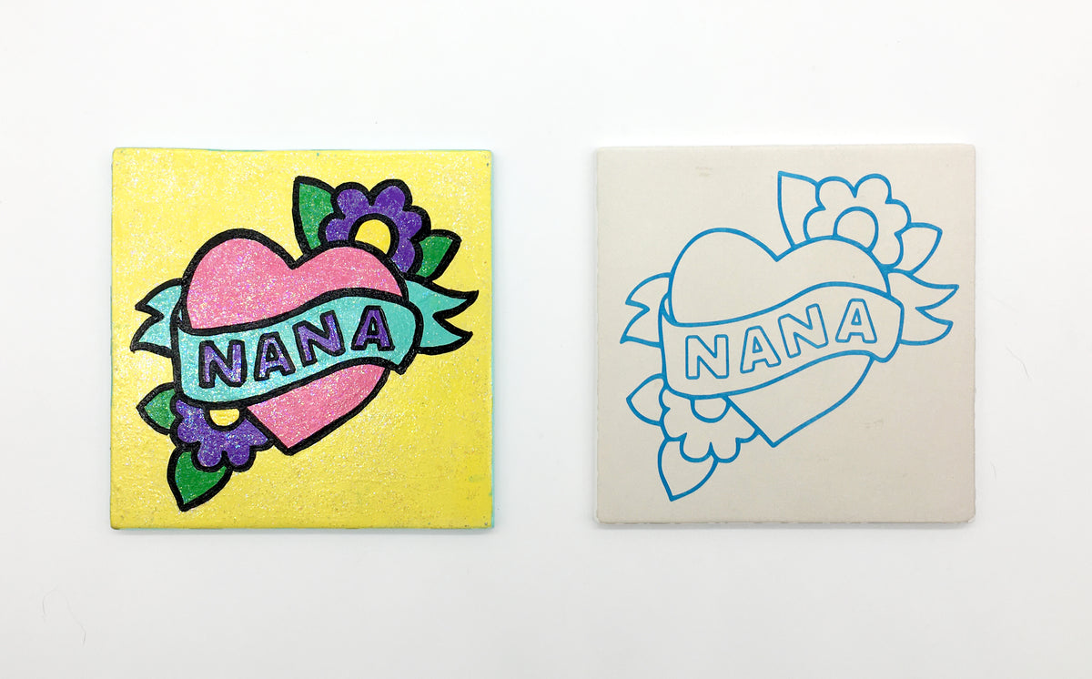DIY Ceramic Stenciled Tile: Love Nana