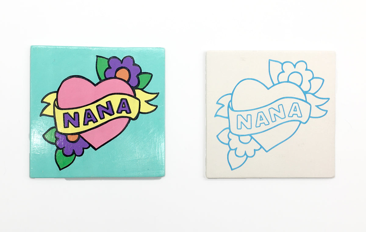 DIY Ceramic Stenciled Tile: Love Nana