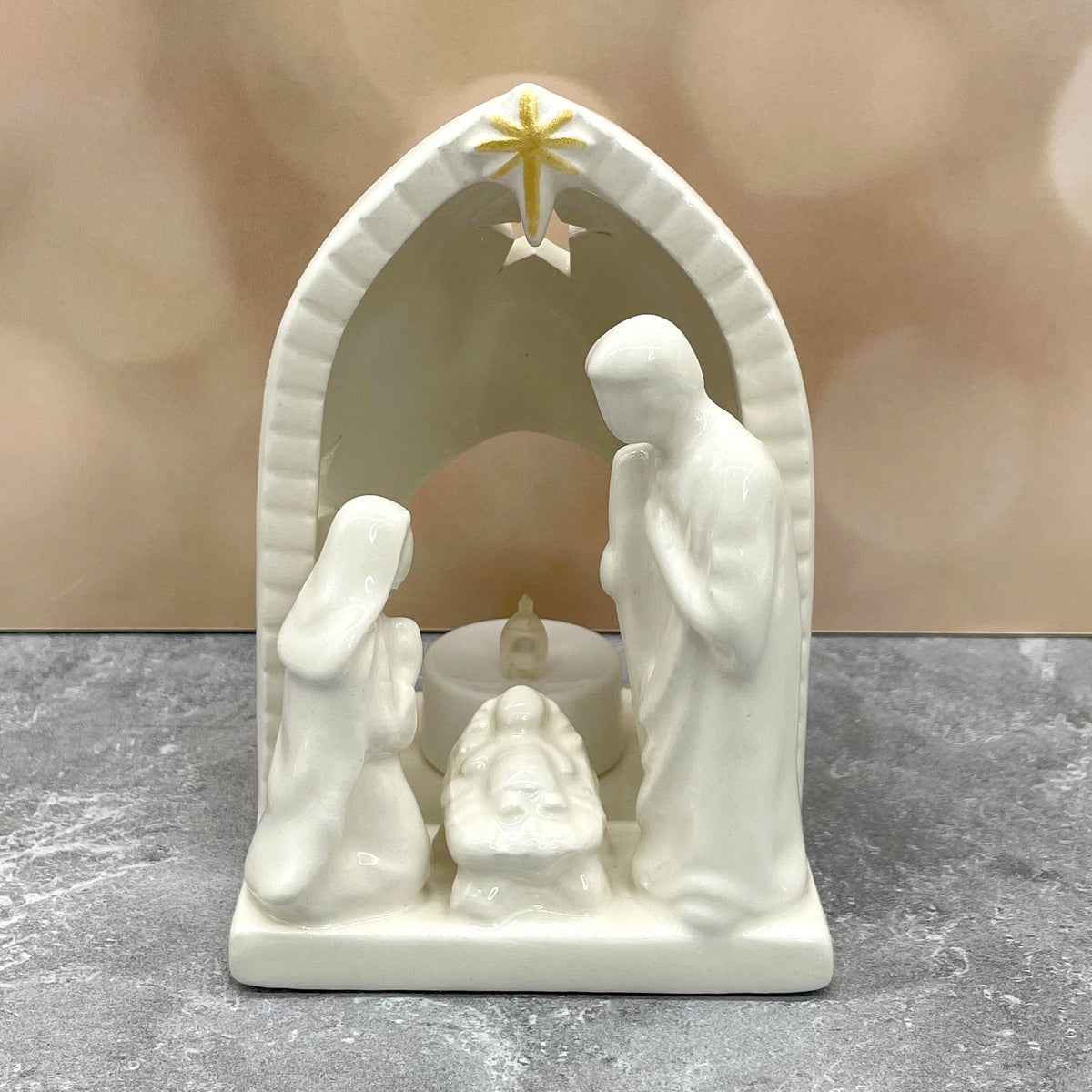 Nativity Votive - White